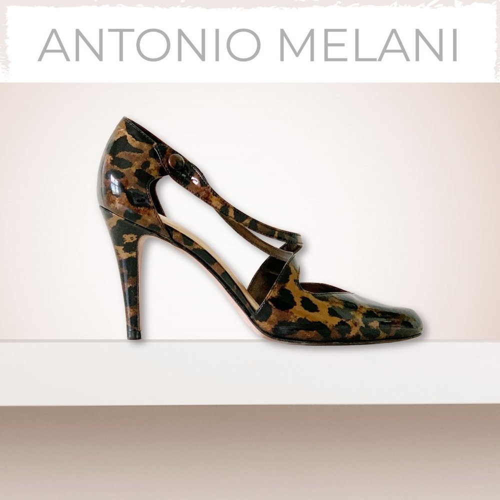 ⭐️ ANTONIO MELANI Patent Leather Cheetah Heels 8M